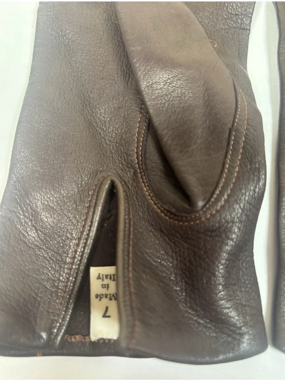 Vintage Italian Unlined Buttery Soft Leather Gloves Womens Size 7 Dark Brown